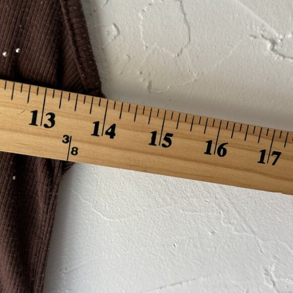 Sylvie & Mado Tank Top Y2k Small Brown Tuscan Rhinestone Ribbed Going Out - Picture 7 of 8